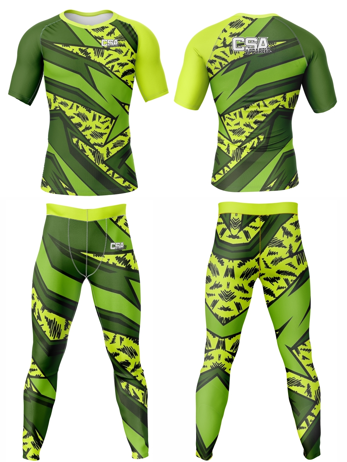 Men Half Sleeve Rash Guard and Pants Set Sports Compression Slim Fit Quick Dry Workout Wear